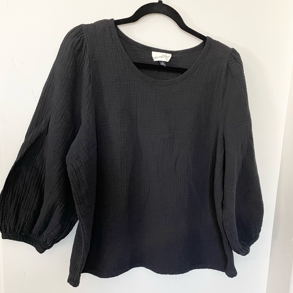 Universal Threads Black Gauze Long Sleeve Top, 100% Cotton, Size XXL
